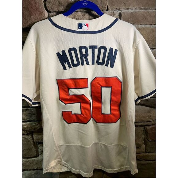Y2K Awesome Nike Charlie Morton Atlanta Braves Embroidered Jersey Size 40 - Picture 7 of 13